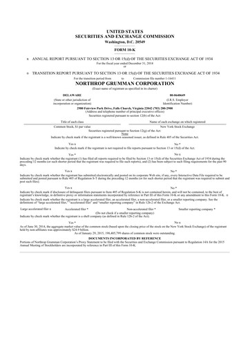 Thumbnail Northrop Grumman 10-K Annual Report 2014