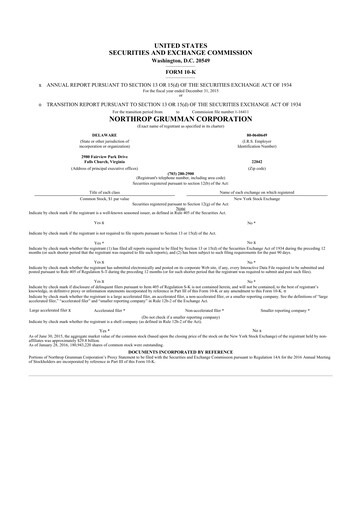 Thumbnail Northrop Grumman 10-K Annual Report 2015