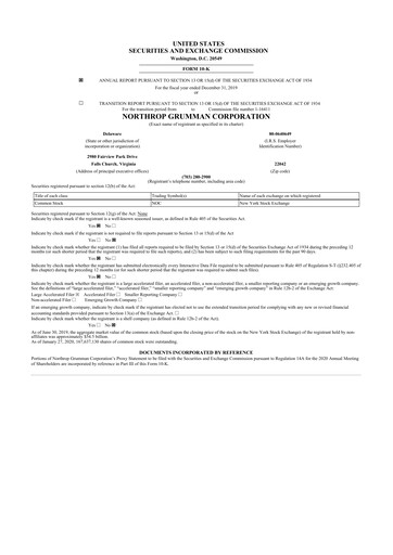 Thumbnail Northrop Grumman 10-K Annual Report 2019