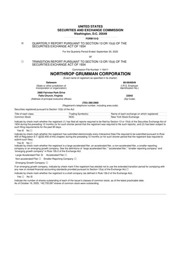 Thumbnail Northrop Grumman 10-Q Quarterly Report FY2025 