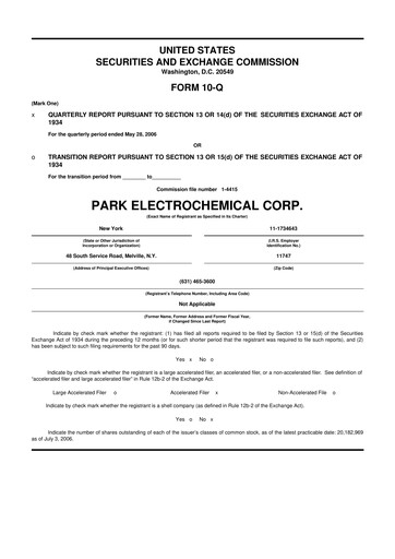 Miniature Park Aerospace 10-Q Rapport trimestriel  