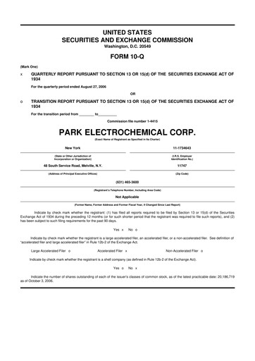 Miniature Park Aerospace 10-Q Rapport trimestriel  
