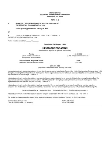 Thumbnail HEICO 10-Q Quarterly Report FY 