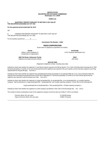 Thumbnail HEICO 10-Q Quarterly Report FY 