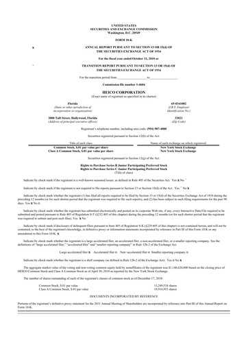 Miniature HEICO 10-K Rapport annuel 2010