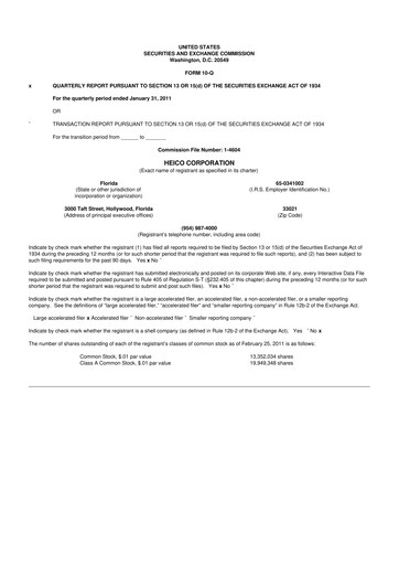 Thumbnail HEICO 10-Q Quarterly Report FY2011 