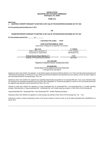 Miniature Park Aerospace 10-Q Rapport trimestriel 2014 