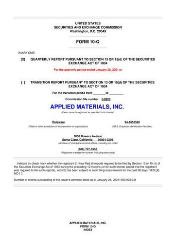 Thumbnail Applied Materials 10-Q Quarterly Report FY 