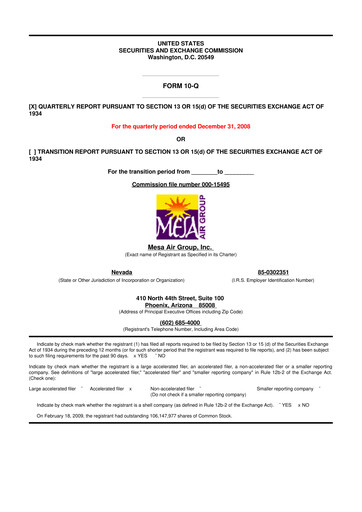 Thumbnail Republic Airways 10-Q Quarterly Report FY 