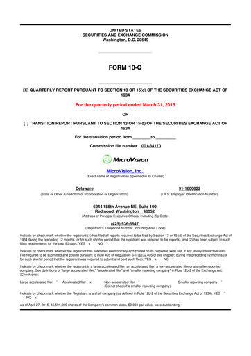 Thumbnail MicroVision 10-Q Quarterly Report FY2015 