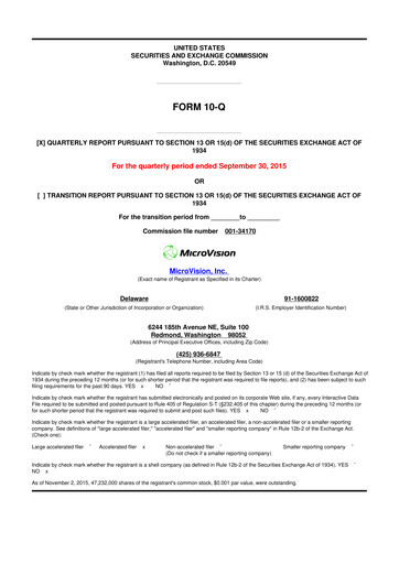 Thumbnail MicroVision 10-Q Quarterly Report FY2015 