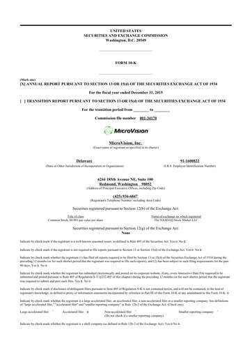Thumbnail MicroVision 10-K Annual Report 2015