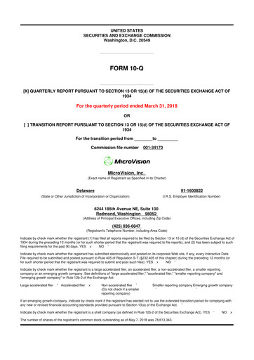Thumbnail MicroVision 10-Q Quarterly Report FY2018 