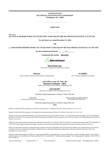 Thumbnail MicroVision 10-K Annual Report 2018