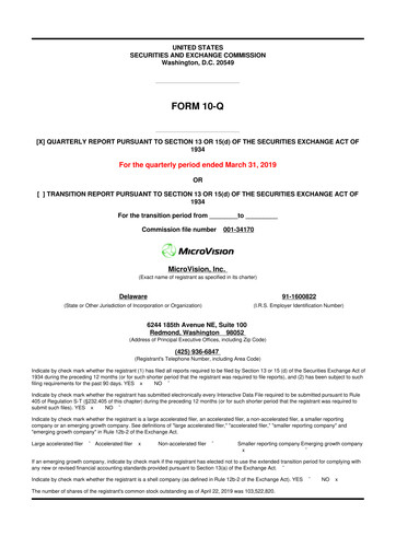 Thumbnail MicroVision 10-Q Quarterly Report FY2019 