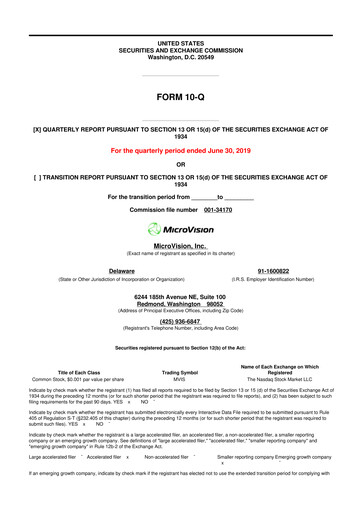 Thumbnail MicroVision 10-Q Quarterly Report FY2019 