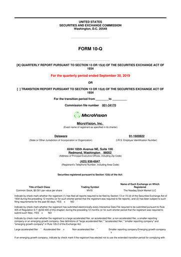 Thumbnail MicroVision 10-Q Quarterly Report FY2019 