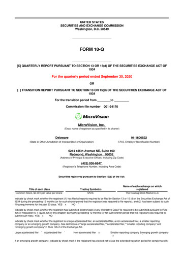 Thumbnail MicroVision 10-Q Quarterly Report FY2020 