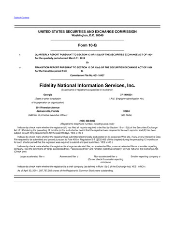 Thumbnail Fidelity National Information Services 10-Q Quarterly Report FY2014 