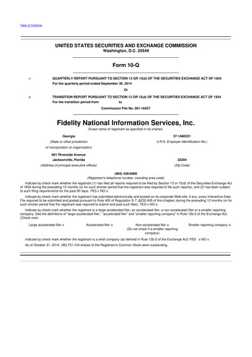 Thumbnail Fidelity National Information Services 10-Q Quarterly Report FY2014 