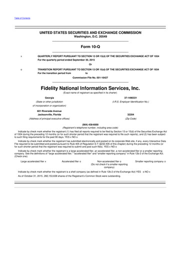 Thumbnail Fidelity National Information Services 10-Q Quarterly Report FY2015 