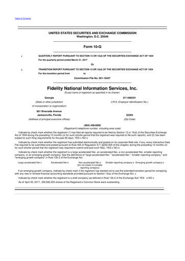 Thumbnail Fidelity National Information Services 10-Q Quarterly Report FY2017 