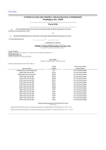 Thumbnail Fidelity National Information Services 10-K Annual Report 2019