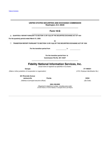 Thumbnail Fidelity National Information Services 10-Q Quarterly Report FY2020 