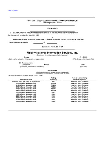 Thumbnail Fidelity National Information Services 10-Q Quarterly Report FY2022 