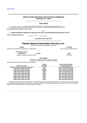 Thumbnail Fidelity National Information Services 10-Q Quarterly Report FY2023 