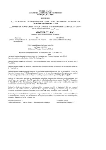 Miniature Prairie Operating 10-K Rapport annuel 