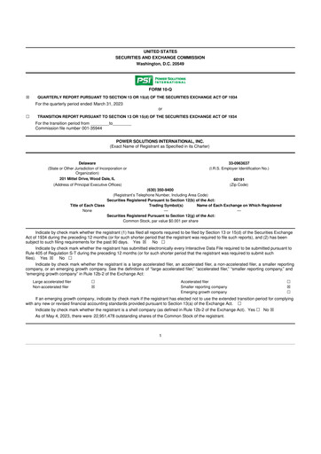 Thumbnail Power Solutions International 10-Q Quarterly Report FY2023 Q1