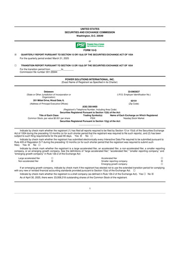 Thumbnail Power Solutions International 10-Q Quarterly Report FY2025 Q1