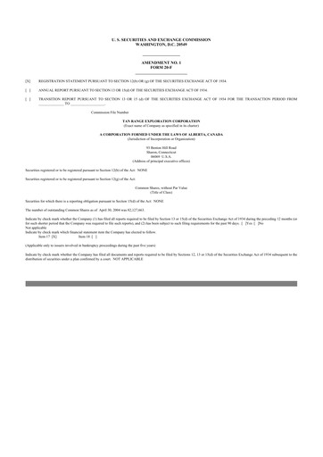 Thumbnail Tanzanian Gold Corporation 20-F Annual Report 