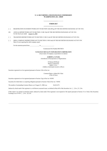 Thumbnail Tanzanian Gold Corporation 20-F Annual Report 