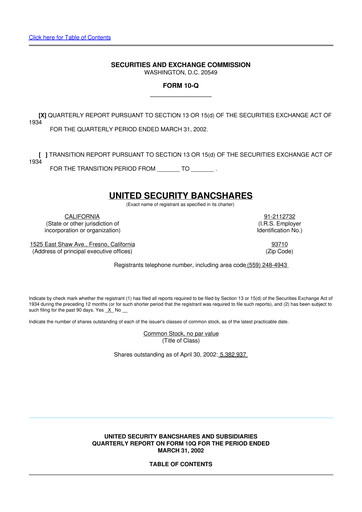 Vorschaubild United Security Bancshares 10-Q Quartalsbericht  