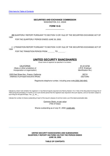 Vorschaubild United Security Bancshares 10-Q Quartalsbericht  