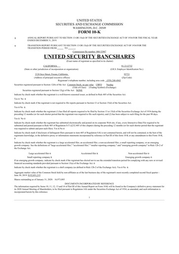 Thumbnail United Security Bancshares 10-K Annual Report 2019