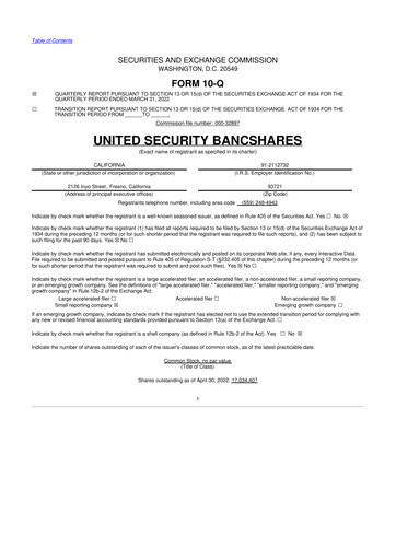 Vorschaubild United Security Bancshares 10-Q Quartalsbericht 2022 