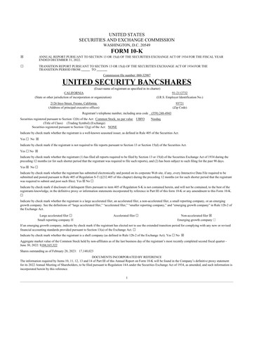 Thumbnail United Security Bancshares 10-K Annual Report 2022