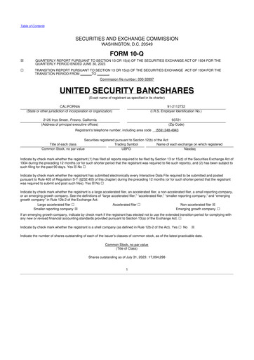 Vorschaubild United Security Bancshares 10-Q Quartalsbericht 2023 