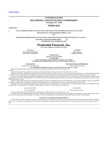 Vorschaubild Prudential Financial 10-K Jahresbericht 2015