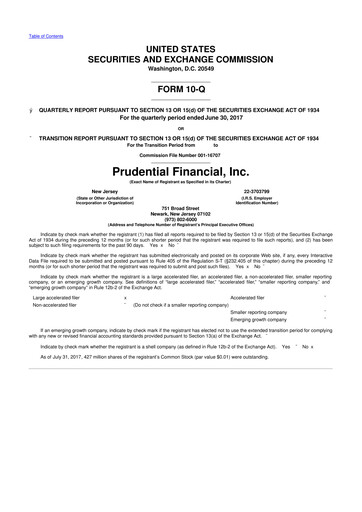 Thumbnail Prudential Financial 10-Q Quarterly Report FY2017 