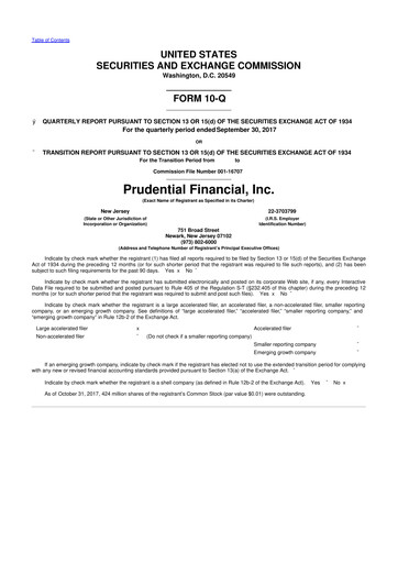 Thumbnail Prudential Financial 10-Q Quarterly Report FY2017 