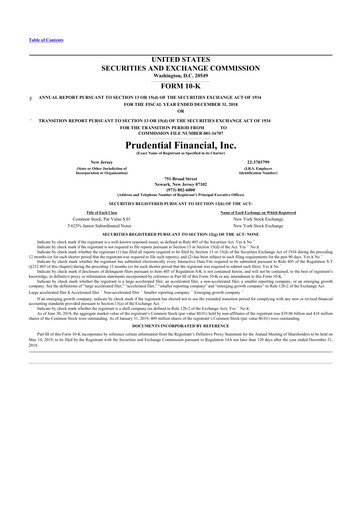 Vorschaubild Prudential Financial 10-K Jahresbericht 2018