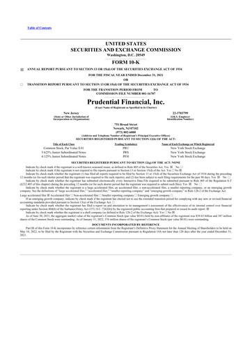 Vorschaubild Prudential Financial 10-K Jahresbericht 2021