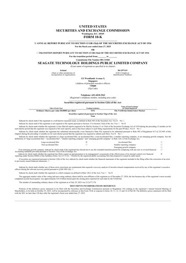 Thumbnail Seagate Technology 10-K Annual Report 2027