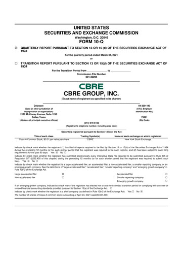 Miniature CBRE Group
 10-Q Rapport trimestriel 2021 