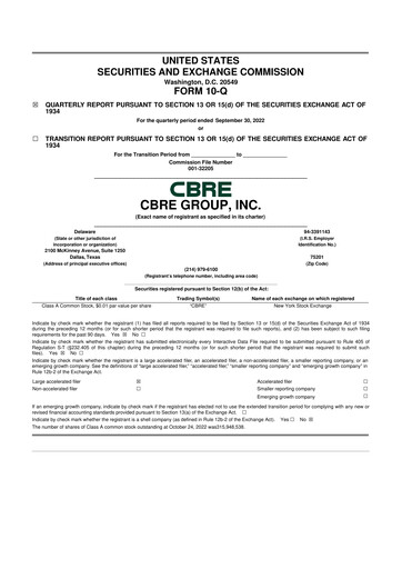 Miniature CBRE Group
 10-Q Rapport trimestriel 2022 
