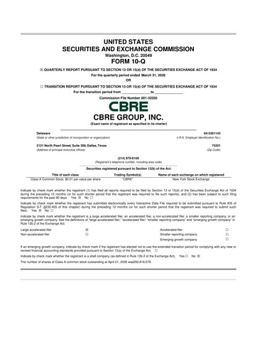 Thumbnail CBRE Group
 10-Q Quarterly Report FY 